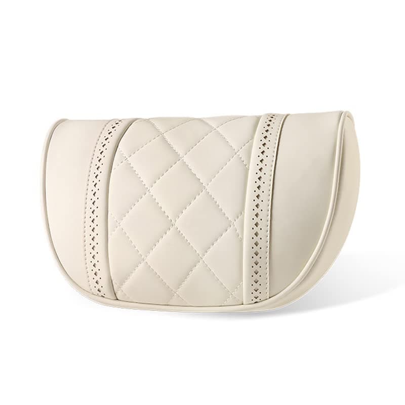 LUNDA Luxury Car Neck Pillow Car Travel Neck Rest Pillows Seat Cushion Support Napa Leather for Mercedes Benz S-Class headrest (Beige)