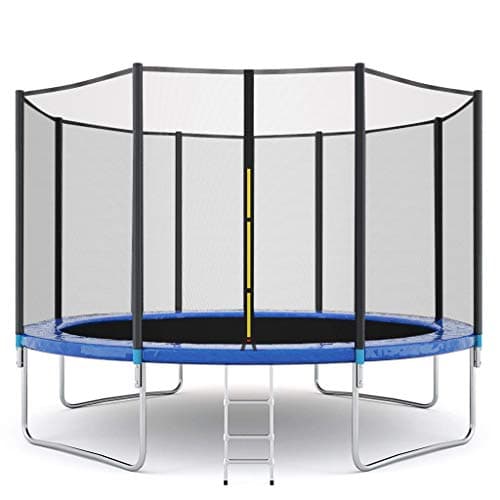 TOUMENY Trampoline, 10 FT Kids Outdoor Trampoline with Enclosure Net Jumping Mat and Spring Cover Padding Safety