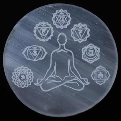 SHIVAM AGATE Selenite Charging Plate Engraved Symbol for Healing and Crystal for Elevated Energy 1 Pcs (Selenite Charging Plate Meditation)