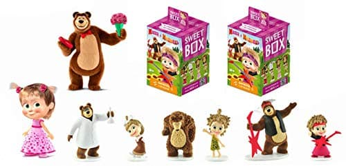 Masha and the Bear 2psc Sweet Box 3D Toy  (1 Box = 1 Toy and Marmalade Package) Birthday Party Favor Topper  Holiday Children's Parties Surprise  Kids