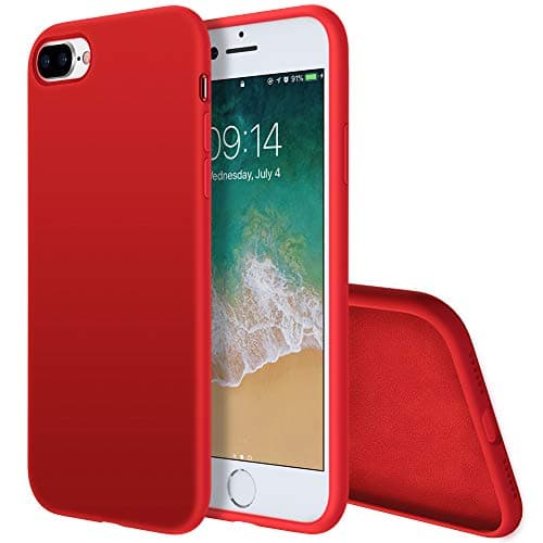 iPhone 8 Plus Case, iPhone 7 Plus Case, Liquid Silicone Case Gel Rubber Slim Fit Soft Cover Case Full Body Protection for Apple iPhone 7 Plus/iPhone 8 Plus(5.5")(Red)