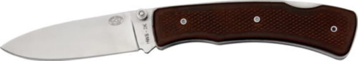 Rock Creek Knives 2531 Kobuk Cascade Lockback Knife with Brown Textured Stabilized Leather Handles