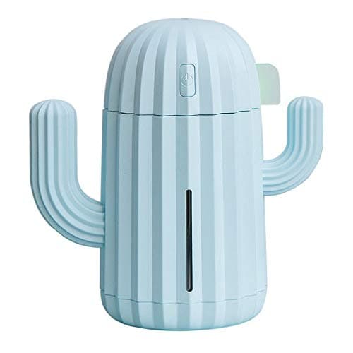Mini Humidifier Single Room Humidifiers with Night Light Portable Cactus Air humidifier for for Yoga, Office, spa, Bedroom，Baby Room，Silica Gel Diffuser for tap Water only (Blue)