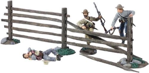 W. Britain 31221 "Come on Boys!" - Three Confederate Infantry with Turnpike Fence Sections