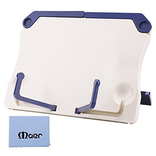 Music Sheet Stand Book Reading Stand Portable Foldable and Adjustable Page Holder for Reading Cookbooks,Recipe,Textbooks,Document Lightweight Table Holder (White)