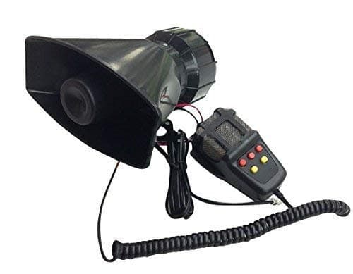 PINZU Car Siren Speaker, 12V 80W 5 Tone Sound Car Siren Vehicle Horn with Mic PA Speaker