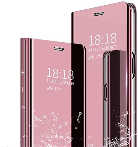 Anyos Compatible with Galaxy S10 5G Mirror case, Translucent Clear View Electroplate Flip Stand Luxury Case Cover for…