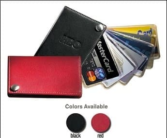 Leather Fan-Out Business/Credit Card Holder with Contrast Stitching (Black)