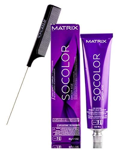 MATRlX SoColor DREAM AGE LOW-AMMONIA Permanent Cream Hair Color (w/Sleek Steel Pin Rat Tail Comb) So Color Haircolor Dye (508NA Medium Blonde Neutral Ash)