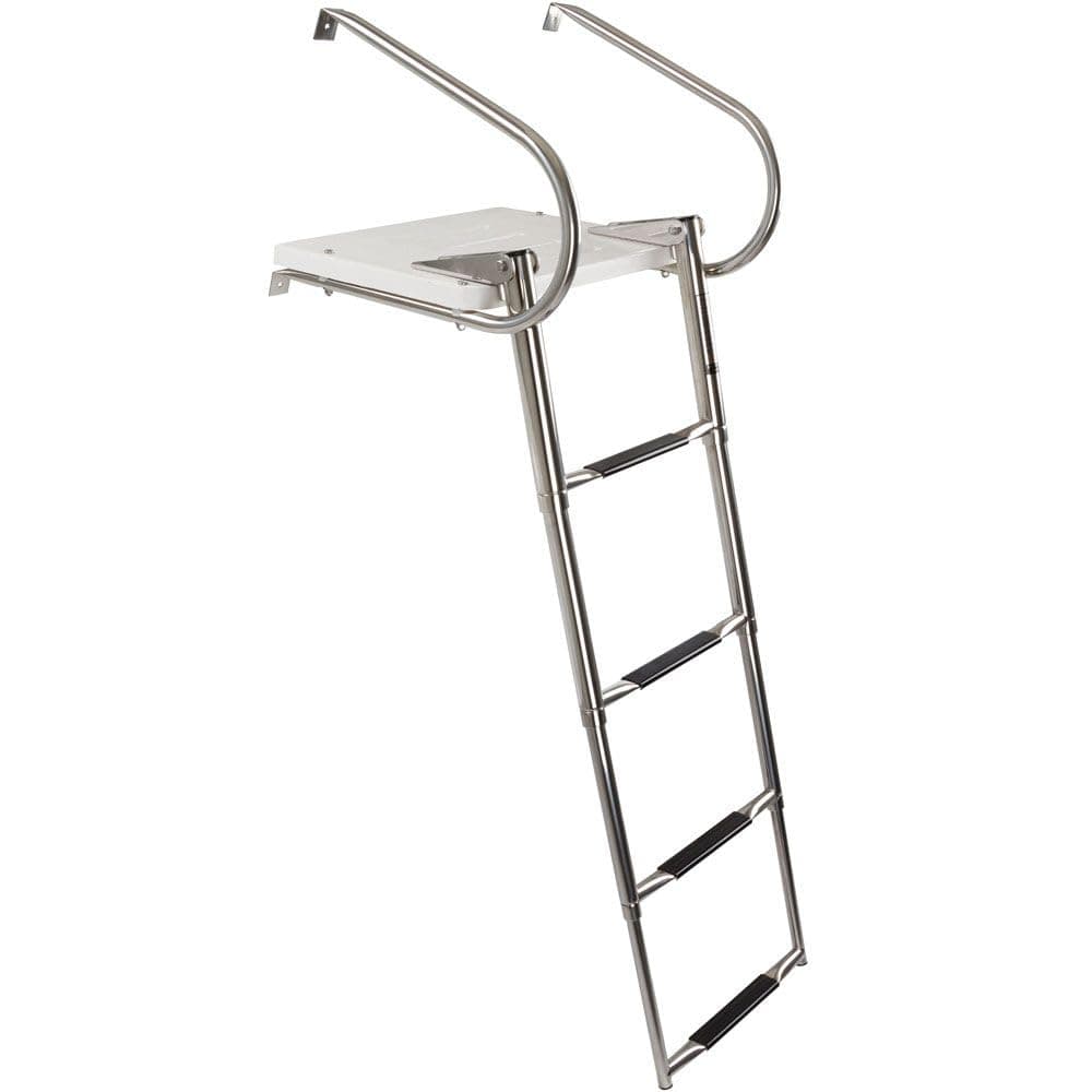 Rage Powersports 4-Step Telescoping Boat Ladder with Swim Platform & Handrails