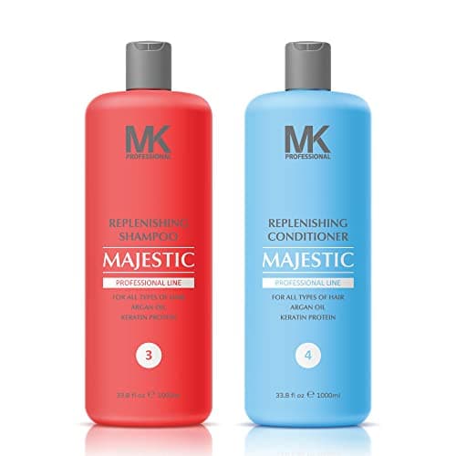 Majestic Keratin Replenishing Shampoo + Conditioner 33.8oz(1000ml) with Argan Oil