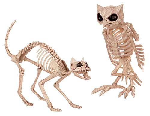 Crazy Bones Set of 2 Witch Familiars- Owl and Cat Skeleton