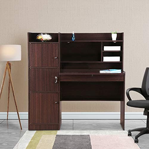 HomeTown Venus Engineered Wood Study Office Table (Matte Finish Dark Wenge Colour)
