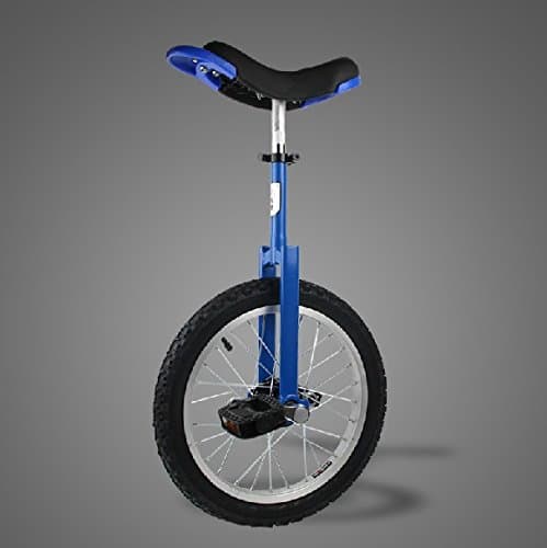 16" Wheel Unicycle with parking stand Comfort Saddle Seat Skid Proof Tire Chrome 16 Inch Steel blue