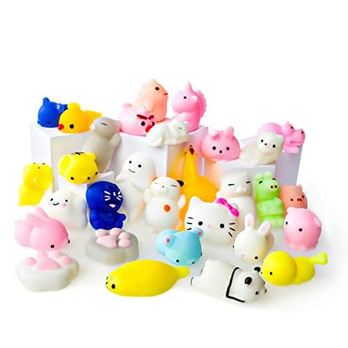 LAEGENDARY Mochi Squishy Toys - Variety of 30 Squishy Package - Mochi Squishy Cat, Panda Squishy, Food Squishies - Mochi Animals Phone Charms - Key Chain Strap Squishys
