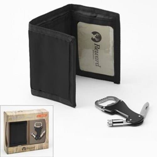 Reward Original Trifold Wallet with Bottle Opener Multi-Tool Set - Black