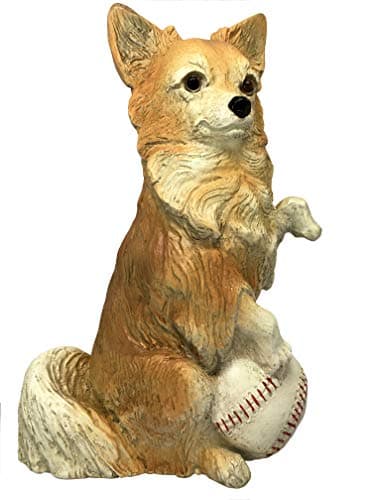 Universal Sculptural Playful Long-Haired Chihuahua with Baseball Home and Garden Outdoor Statue, 8.8-Inch