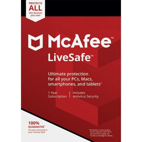 mcafee livesafe Internet Security Antivirus 2019 - Ultimate all in one Protection for Unlimited Devices [Activation Code Only]