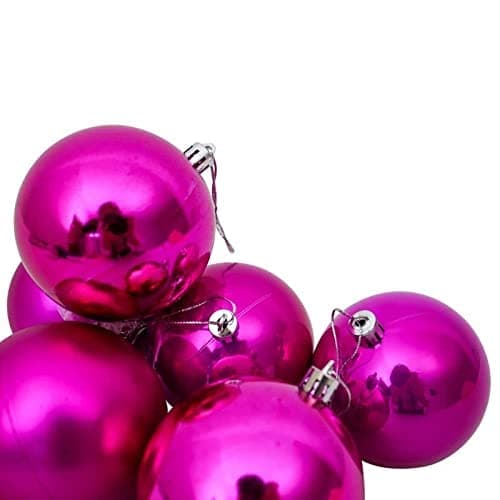 12pcs Pack Christmas Tree Ornaments 4CM Mini Shatterproof Holiday Ornaments Balls for Christmas Decorations (Dark Pink)