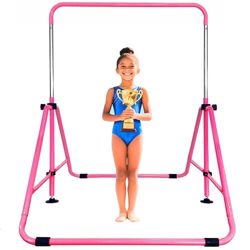MARFULA Upgrade Foldable Gymnastic Bar with Mat for Kids Ages 3-12, 200 lbs Weight Capacity, Gymnastic Kip Bar Horizontal Bar for Kids, Gymnastic Training Equipment for Home and Gym Center Use