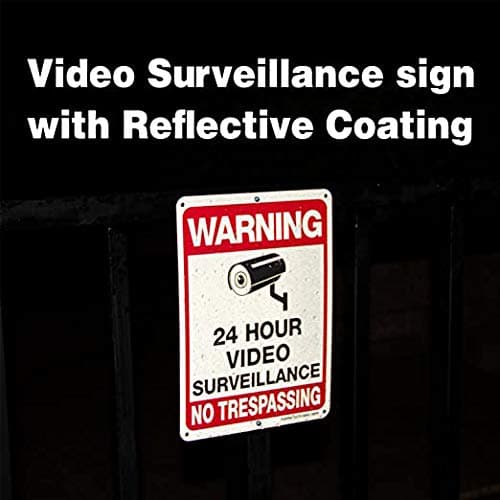 Faittoo 4-Pack Video Surveillance Sign, No Trespassing Metal Reflective Warning Sign, 10"x 7" 0.40 Aluminum Indoor Or Outdoor Use for Home Business CCTV Security Camera,UV Protected & Waterproof