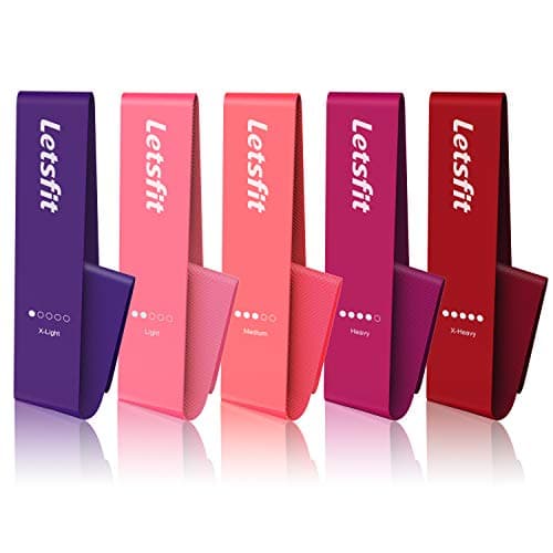 Letsfit Anti-Roll Up Resistance Loop Bands, Resistance Workout Bands for Home Fitness, Stretching, Strength Training, Physical Therapy, Natural Latex Exercise Bands, Pilates Flexbands