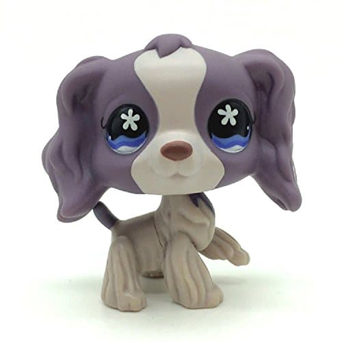 Littlest Pet Shop Collection LPS Figure #748 White Dipped Ears Cocker DogRare Littlest Pet Shop #672 Purple Cocker Spaniel Dog Puppy Flower Eyes