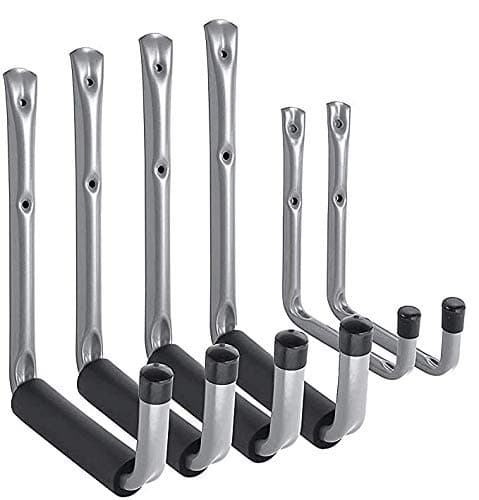 Heavy Duty Garage Storage Utility Hooks with Jumbo Arm, Wall Mount Garage Hanger & Organizer for Ladder Tool Chair Hose(6 Pack - Gray)