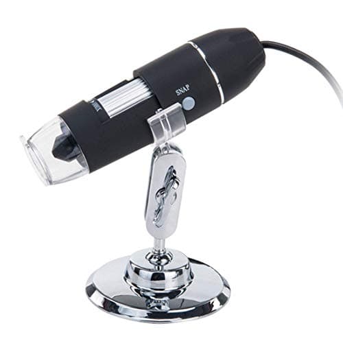 Realler USB Digital Electron Microscope 1000 Times 8 LED Lights PC Phones Black