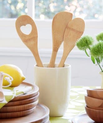 dandiDesigner Bamboo Kitchen Utensil, Set of 3 with Cotton Gauze Bag