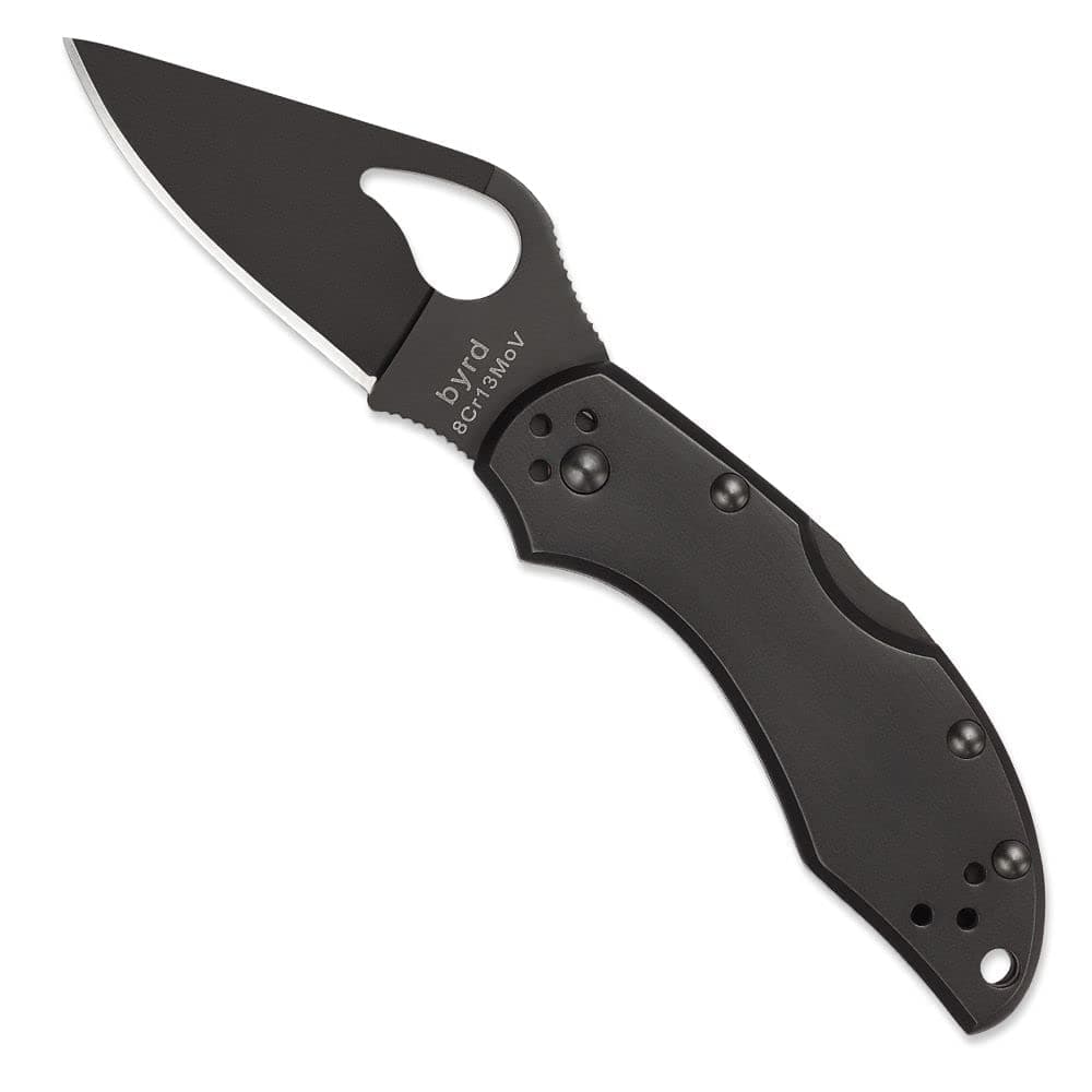 Byrd Robin 2 Knife with 2.40" Black Steel Blade and High Performance Black G-10 Handle - PlainEdge - BY10BKP2