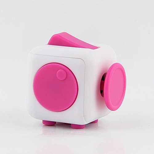 Fidget Magic Cube Release Stress and Desk Toy for Children and Adults (White/Pink)