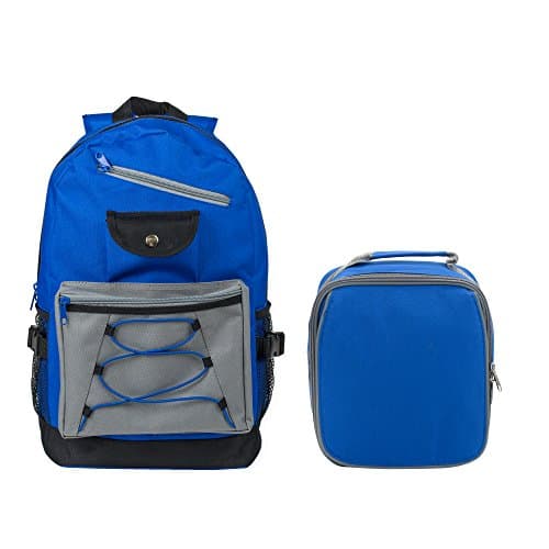 Reinforced Water Resistant School Backpack and Insulated Lunch Bag Set (1, Royal Blue)
