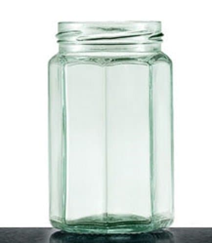 Set of 6 Spice, Food or Condiment Storage Light Green (Recylced Glass) Jars From Italy - 10 Oz Each with Gold Twist Lid Cap