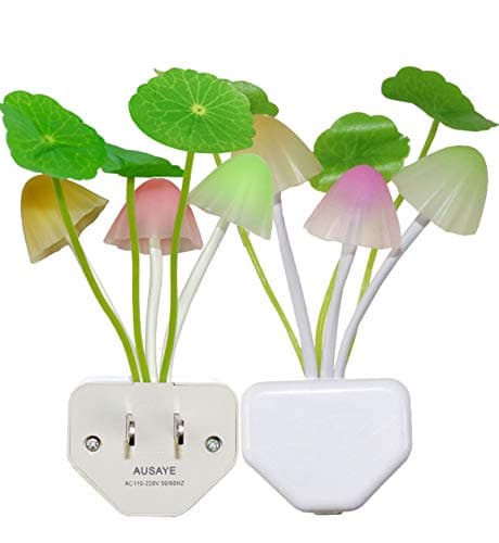 2 Pack Led Night Light w/Dusk to Dawn Sensor,AUSAYE 0.6W Plug-in Night Light Lamp,Night Lights for Kids Adults Mushroom Night Light Wall Lamps NightLight for Thanksgiving Day Christmas Gifts