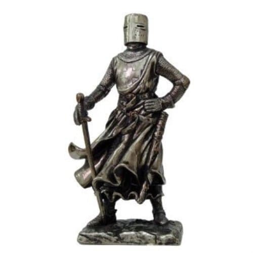 Crusader Knight Statue Bronze Finishing Cold Cast Resin Statue 7" (8710)