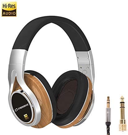CYBERDRIVE Noise Cancelling Over-Ear Professional Hi-Fi Deep Bass Wired Headphone with Dual 40mm Hybrid Drivers for Wide Dynamic Range(from 12Hz~50,000Hz) and Lightweight Design (Yellow Real Wood)