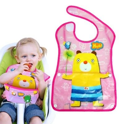 LWVAX Waterproof Baby Bibs For Feeding With snap buttons Pack of 2 Washable & Reusable Baby Bibs Apron For 4 to 24 months For Baby boy and Girl - Multicolor