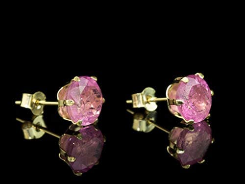Pink Tourmaline - 9ct Gold Ear Studs (made to order)