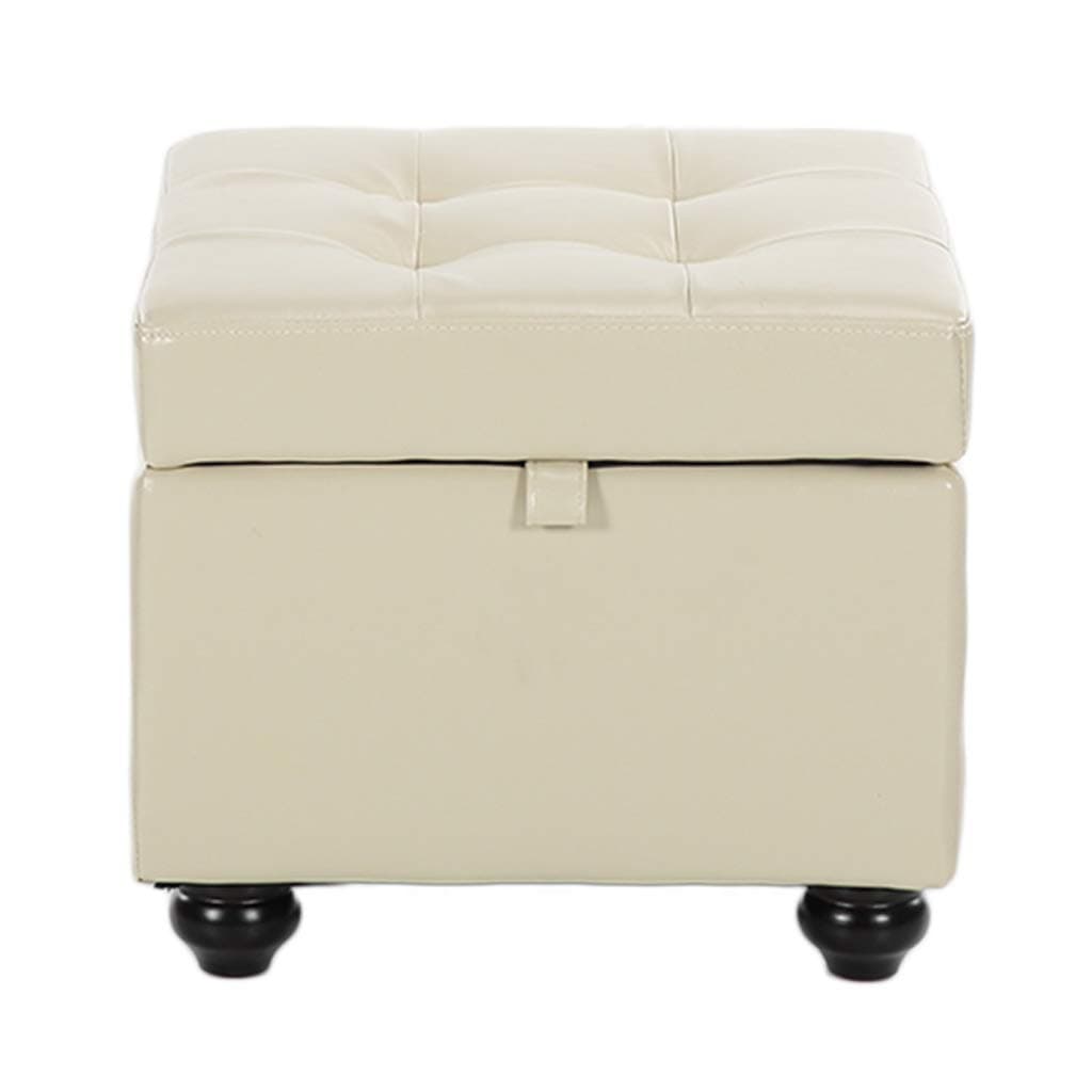 JYKOO Ottoman Footstool, Pu Leather Stool, Sofa Stool Shoe Bench, Modern Living Room Fashion Stool,Beige,C