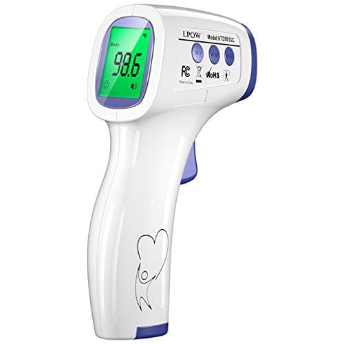 LPOW Thermometer for Adults, Non Contact Infrared Digital Thermometer for Fever, Body Thermometer and Surface Thermometer 2 in 1 Dual Mode（White）