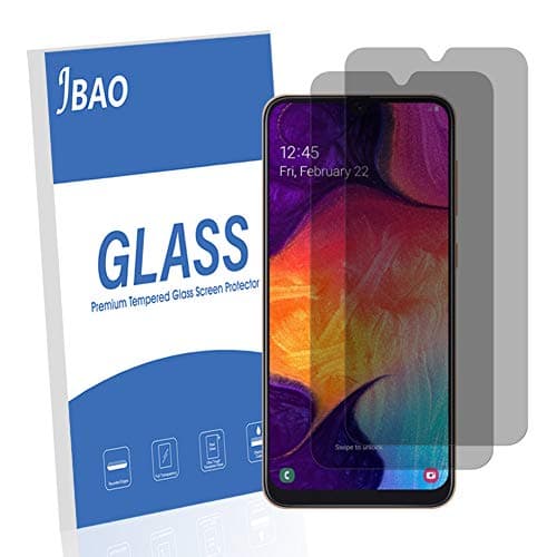 Jbao Direct Compatible Samsung Galaxy A50 Privacy Screen Protector, Anti-Spy Tempered Glass Film, 2.5D [Bubble Free] [Anti-Scratch] [Smooth Touch] HD Clear Film for Samsung Galaxy A50
