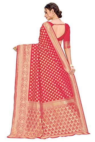 Women's Kanchipuram Art Silk Saree With Blouse Piece, Gajari, Free Size