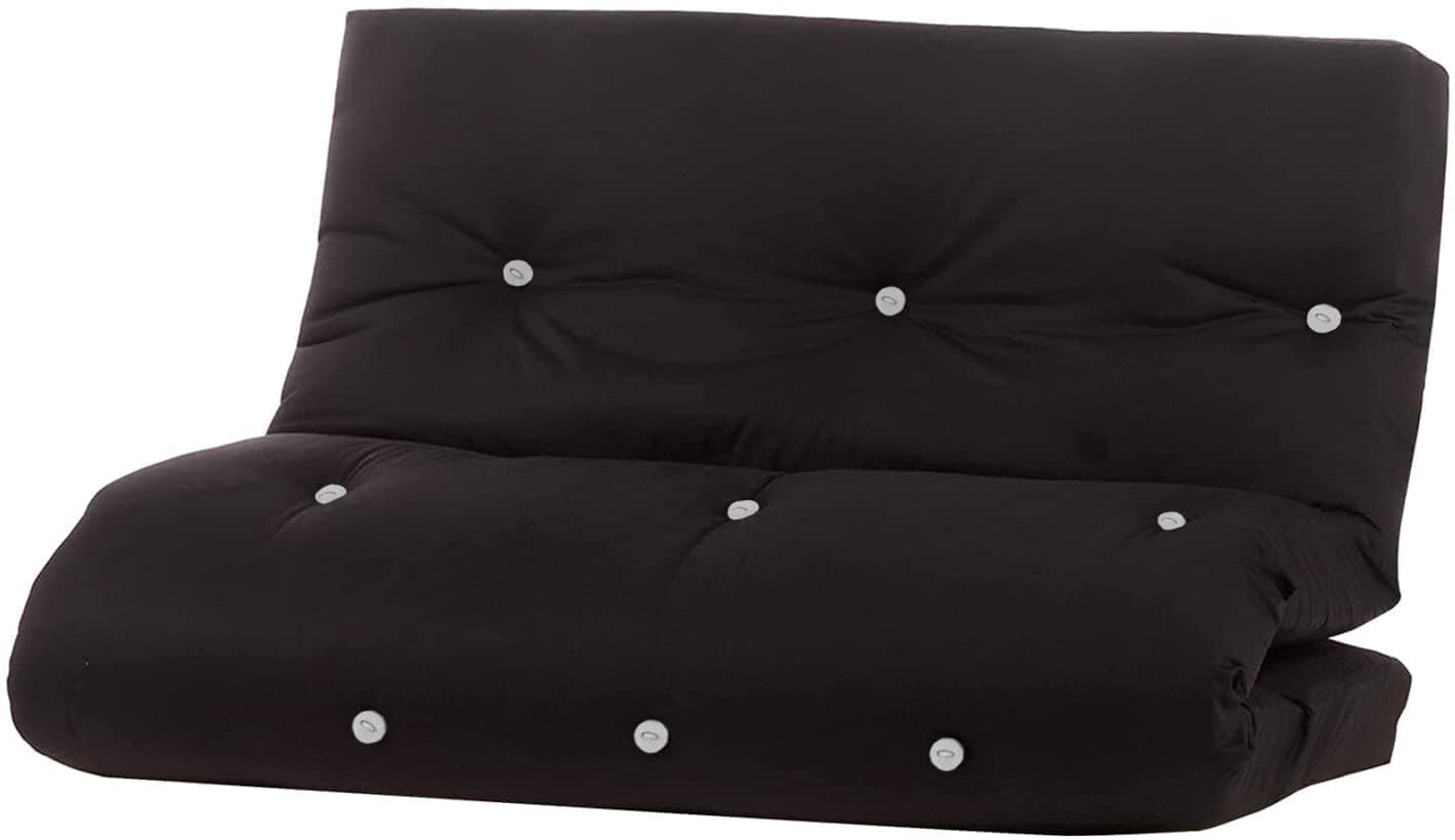 Visco Therapy Metro Reflex Foam Filled Futon Mattress, Shredded Foam Filling, Foldable Replacement Mattress, Roll out, Fold up Replacement Futon Guest Bed Pad (Black, 3 Seater Double (135x190cm))