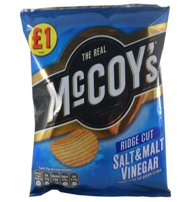 Salt & Malt Vinegar Flavour Ridge Cut Potato Crisps 65g x 16 Bags