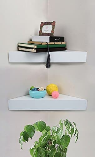 Shelving Solution Corner Wall Shelf, Set of 2 (Modern White)