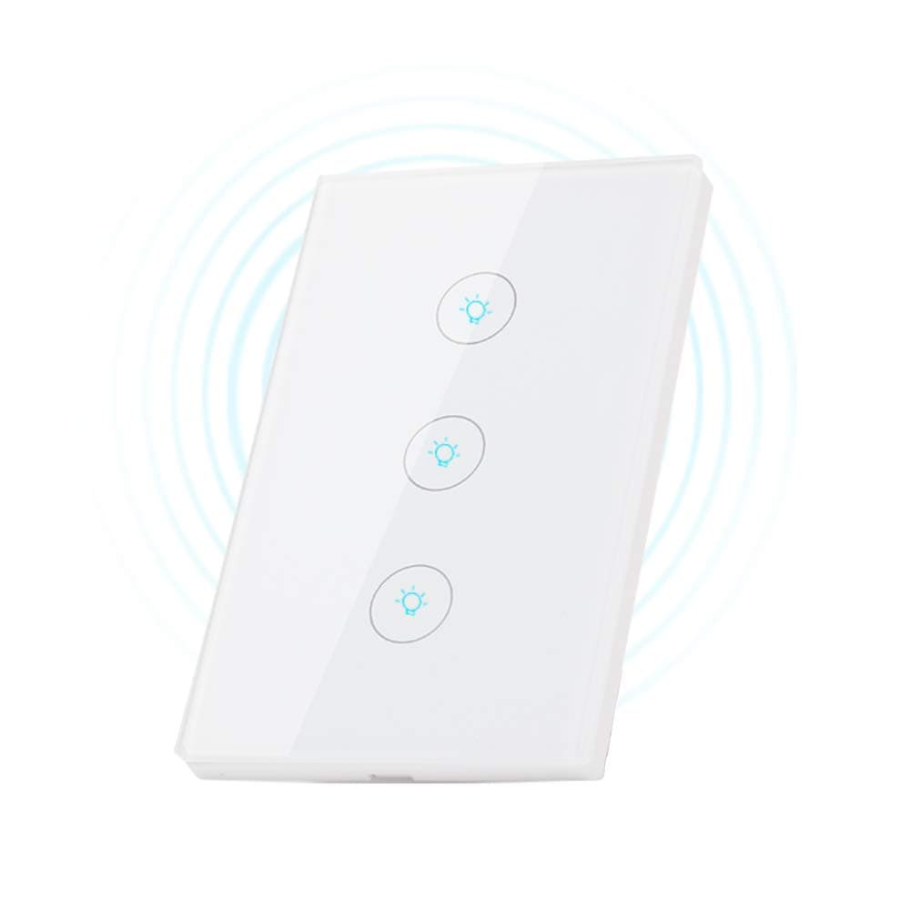 Smart Switch,HiOrange Wi-Fi Touch Light Switch Compatible with Amazon Alexa and Google Assistant,Easy In-Wall Installation, Remote Control,Timing Function with Android & iOS (3 switches on 1 gang)