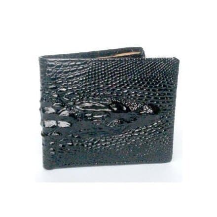 BEAUTIFUL CROCODILE PATTERN LEATHER BIFOLD MENS WALLET/Black