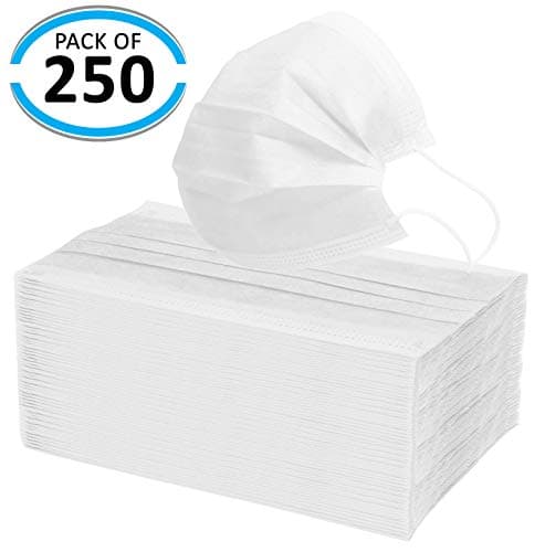 Disposable Face Masks with Elastic Ear Loop 3 Ply Breathable and Comfortable for Blocking Dust Air Pollution Protection Pack of 250