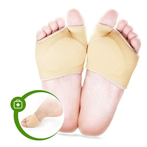 Metatarsal Sleeve Pads, 2 PCS Ball of Foot Cushions, Fabric Metatarsal Sleeve with Sole Cushion Gel Pads Supports Metatarsalgia, Morton's Neuroma, Calluses and Other Ball of Foot Pain (L)